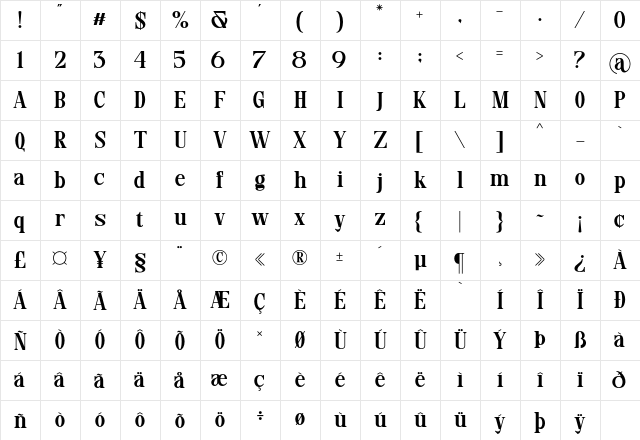 Veraday Display Serif Regular Character Map Veraday Display Serif Regular Character Map