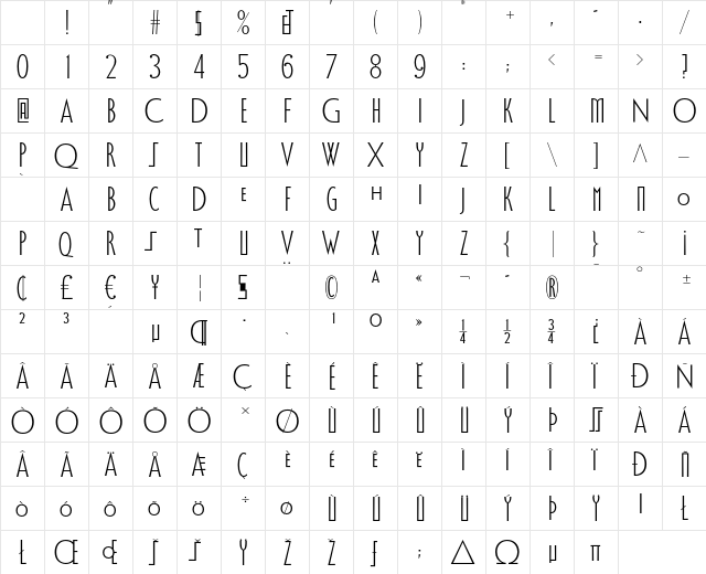 VereDignum LT Std Regular Character Map VereDignum LT Std Regular Character Map