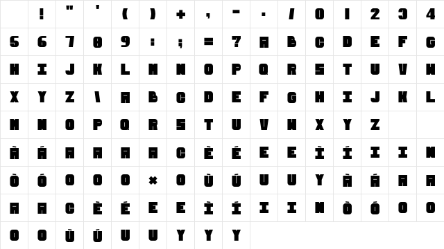 Vertigo Regular Character Map