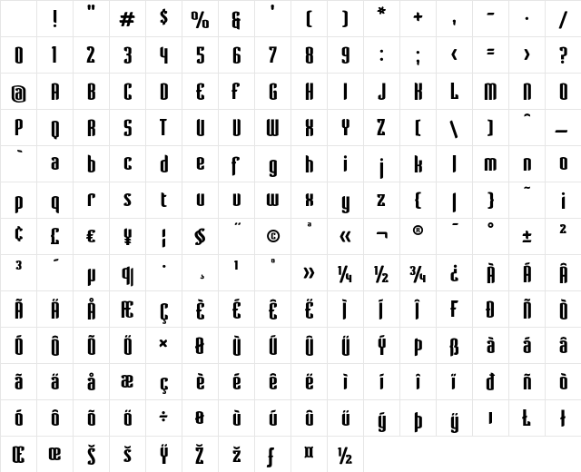 Verve-BoldAltSTF Regular Character Map