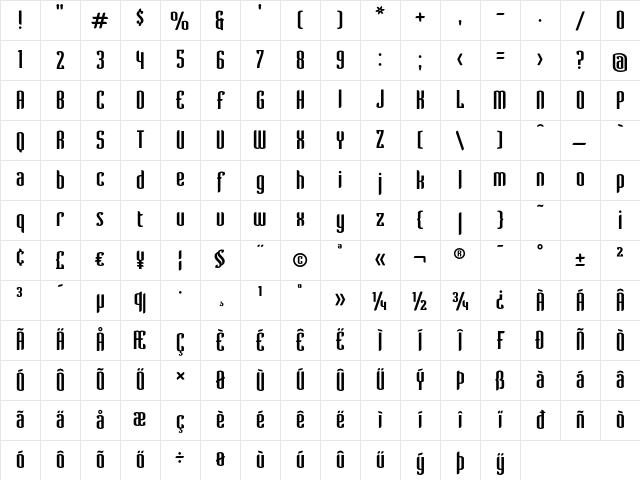 Verve-RegularAltSTF Regular Character Map