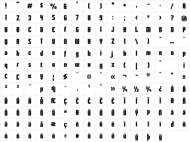 Verve Std Black Character Map Verve Std Black Character Map