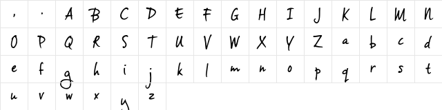 vinceHand II TRIAL Regular Character Map
