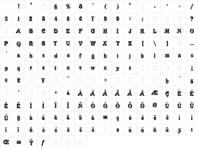 Victorian Inline Shaded Plain Character Map