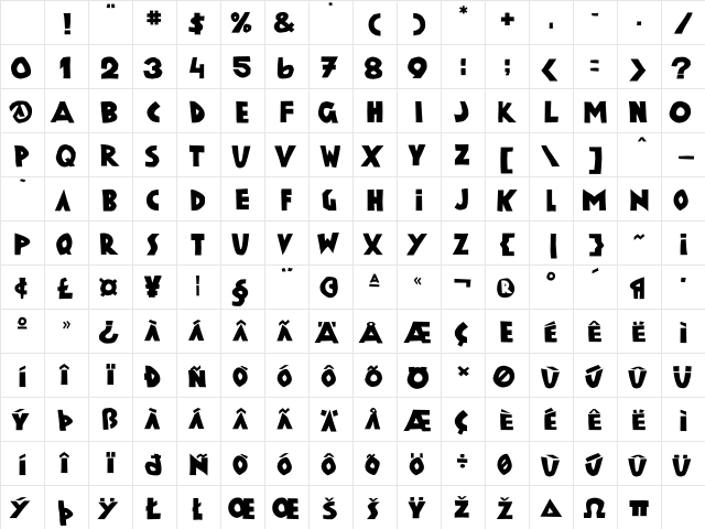 Vienna Black Character Map