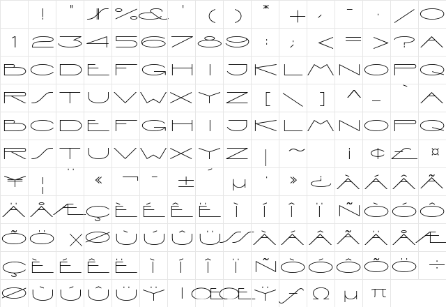 Vienna Extended Std Regular Character Map