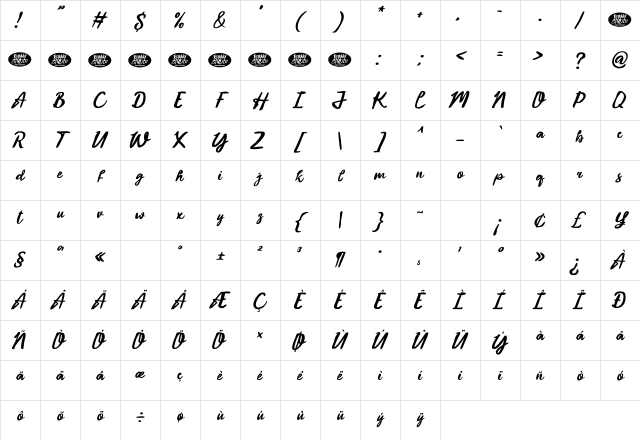 Vintage Light DEMO Regular Character Map