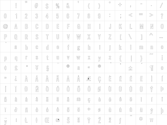 Vinyl Outline Character Map