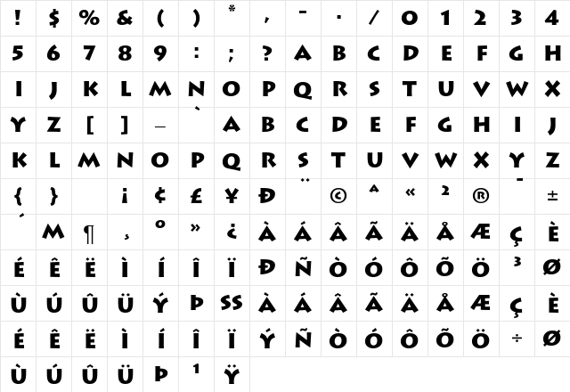 Literat Black DB Regular Character Map Literat Black DB Regular Character Map