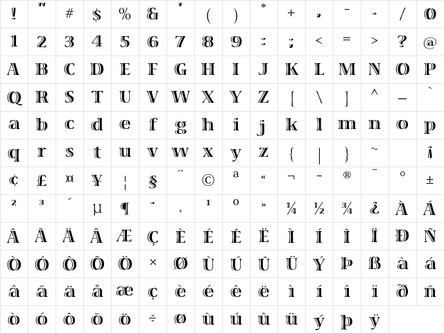 Viva Std Bold Character Map