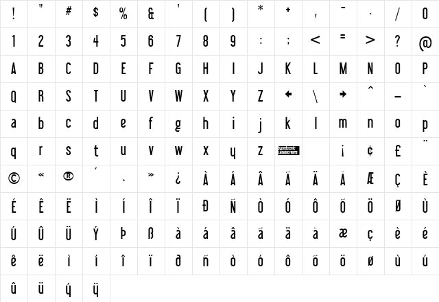 Libel Suit Regular Character Map