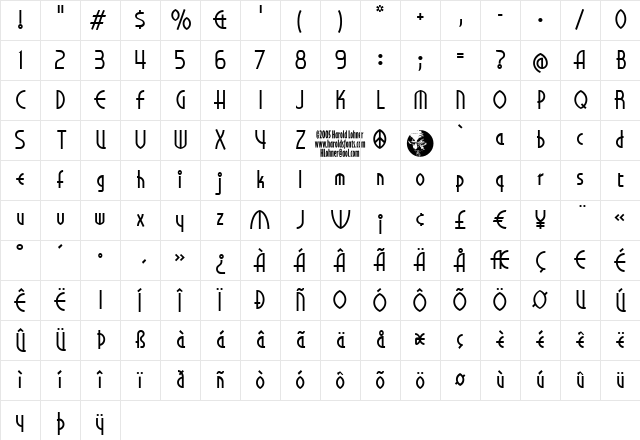 Libeled Lady Regular Character Map
