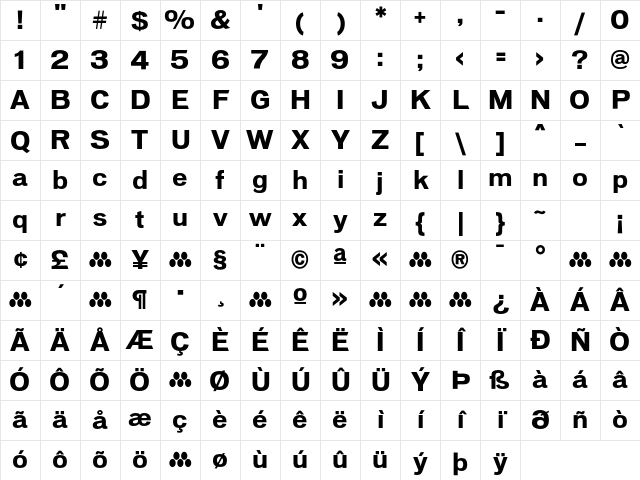 VonnesTTBold Regular Character Map VonnesTTBold Regular Character Map