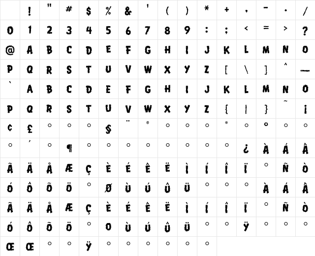 VoodooHouse Regular Character Map