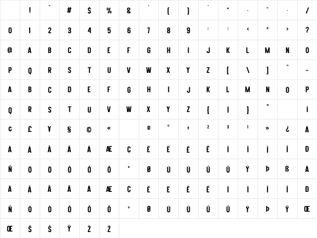 Votrag Bold Character Map