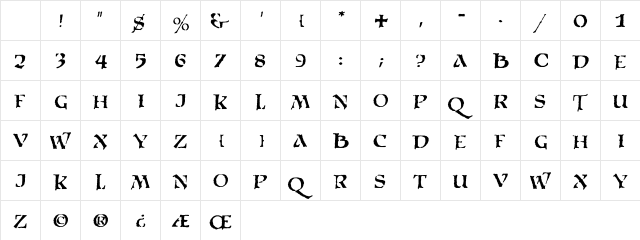 VTQuadrata Regular Character Map