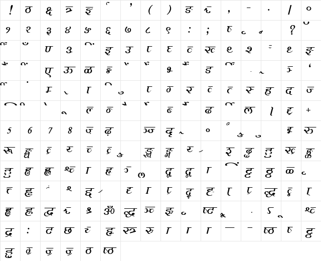 AkrutiDevDeepa Normal Character Map