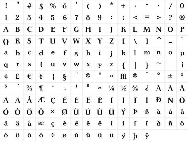 WakefieldGD Regular Character Map