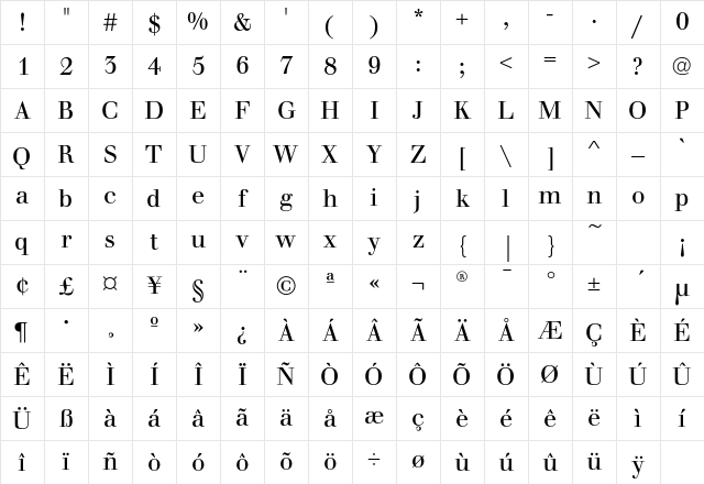 WalbaumEF Regular Character Map
