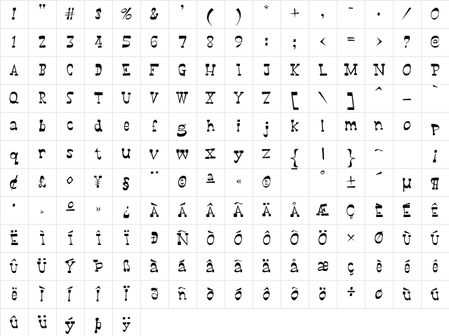 WayOutWest Regular Character Map