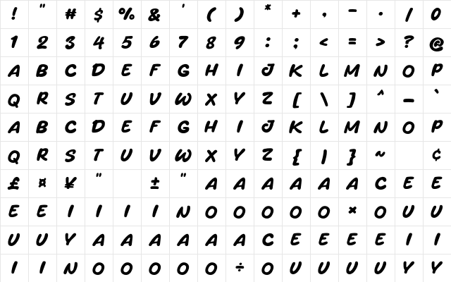 Waytoon Regular Character Map