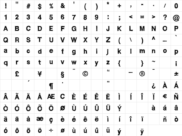 WC ROUGHTRAD BETA Bold Character Map WC ROUGHTRAD BETA Bold Character Map