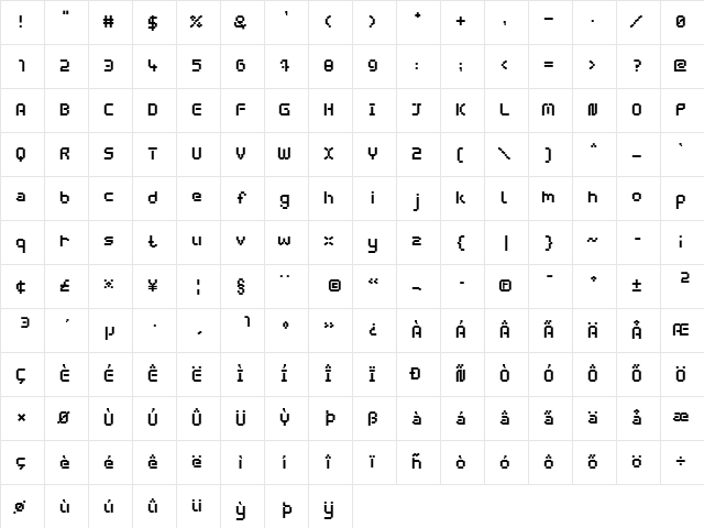 webpixel bitmap Bold Character Map