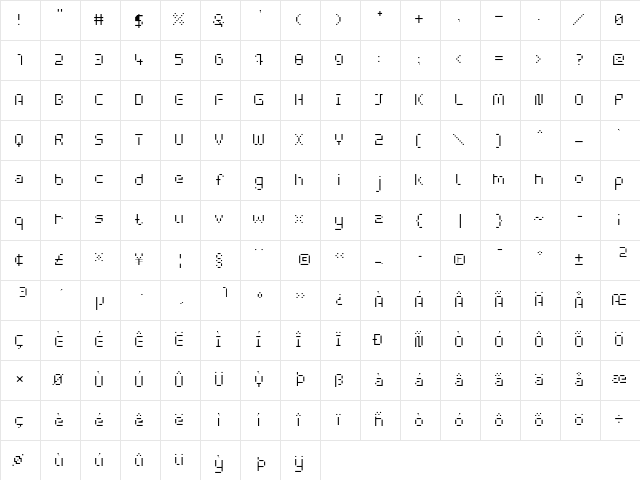webpixel bitmap Light Character Map
