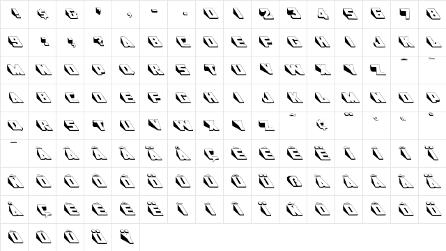 Wedgie Regular Character Map