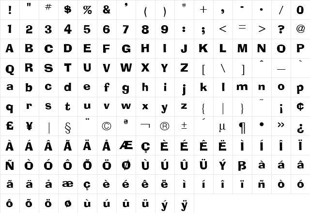 Adelaide Regular Character Map