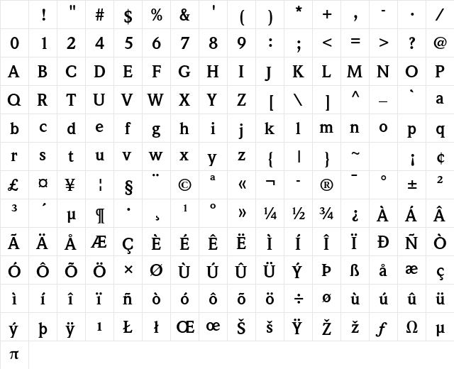 Weidemann Std Bold Character Map Weidemann Std Bold Character Map