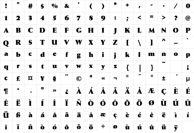 WeissAntiquaEF UltraBold Character Map