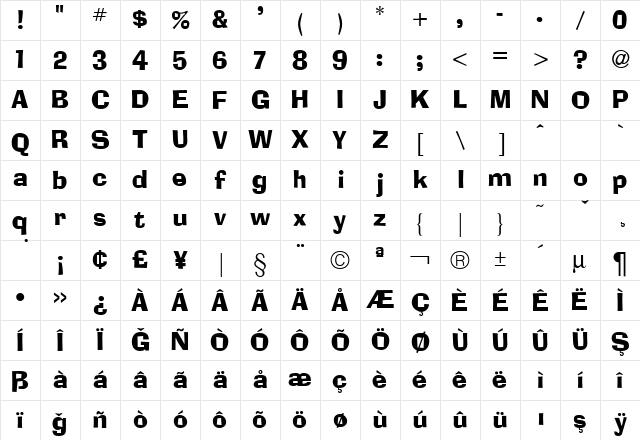 Adelaide_TR Regular Character Map