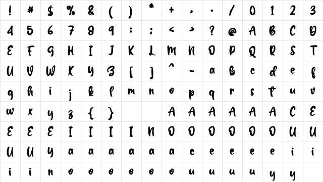 White Clouds Regular Character Map White Clouds Regular Character Map