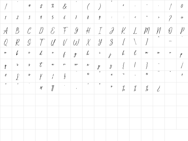 White Dahlia Regular Character Map