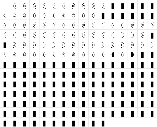WhitneyIndexWhite RoundLt2 Character Map