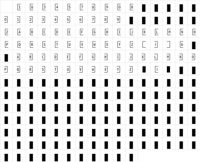 WhitneyIndexWhite SquareLt2 Character Map