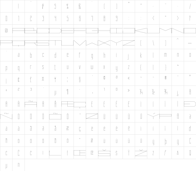 Why Square IN LT Std Ultra Thin Character Map Why Square IN LT Std Ultra Thin Character Map