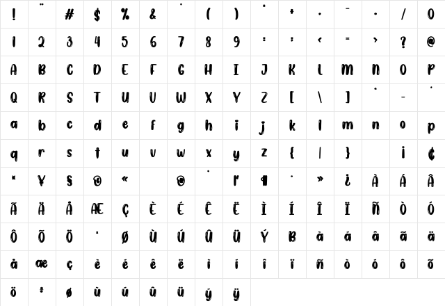 Wild Love Regular Character Map