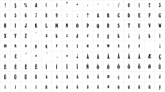 WindsorEF-Elongated Regular Character Map