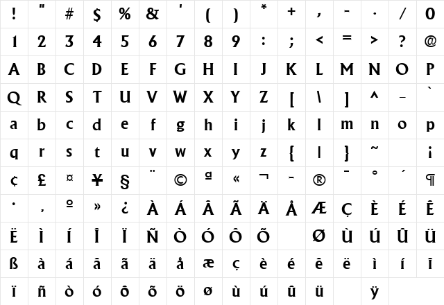 Adelon Bold Character Map