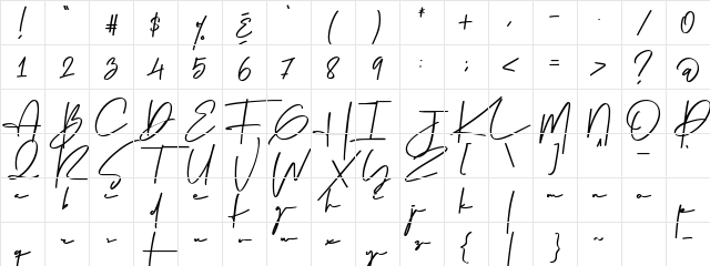 Winter Pen Regular Character Map