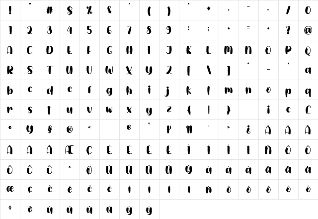 Wintering Ground Regular Character Map