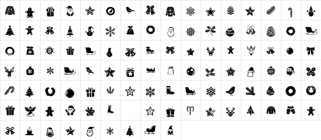 Wonderful Christmas Symbols Regular Character Map