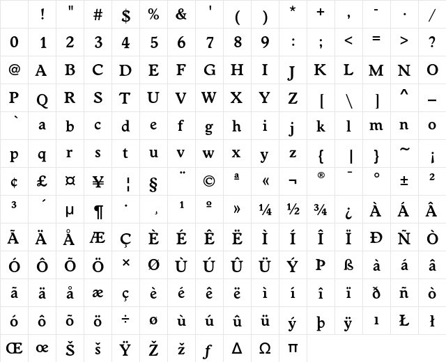 WorchesterEF DemiBold Character Map WorchesterEF DemiBold Character Map