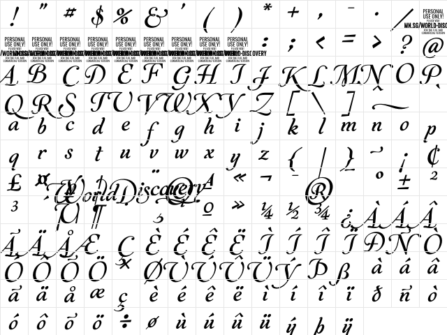 World Discovery One PERSONAL Regular Character Map World Discovery One PERSONAL Regular Character Map