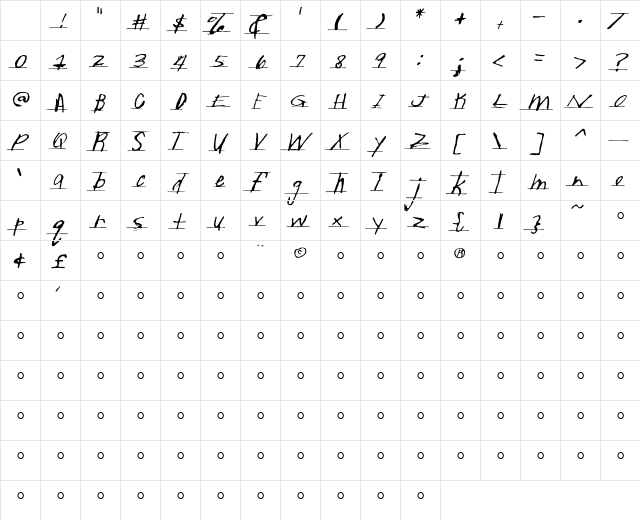 Writtenhouse Regular Character Map