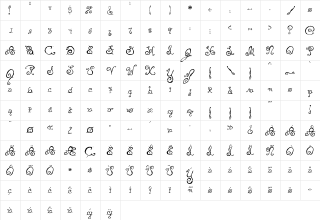 Yellow Regular Character Map