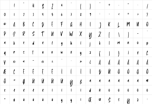 Yesterdays Regular Character Map