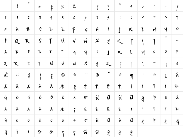 YOZAKURA Regular Character Map YOZAKURA Regular Character Map